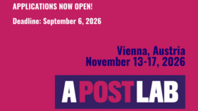 Bewerbung für A POST LAB in Wien, 13.-17. November 2026; Bewerbungsfrist: 6. September 2026.